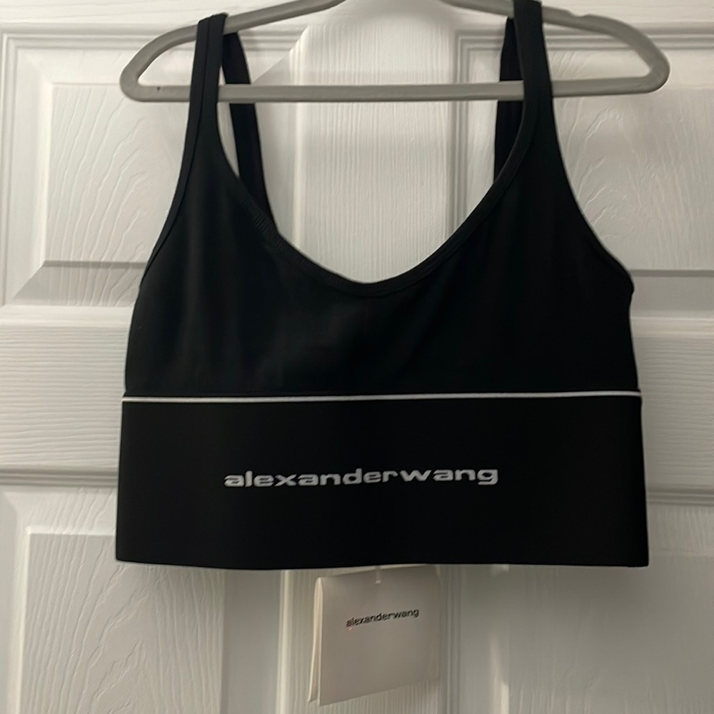 Brand new with tags Alexander Wang logo elastic bra in ribbed jersey